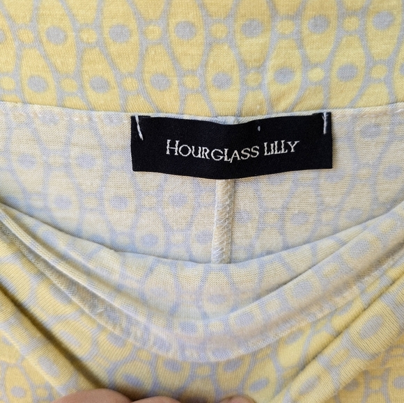 Hourglass Lilly Fold Over Waist 16 Yellow Grey Pastel Skirt Midi Stretchy Size M - Picture 3 of 5